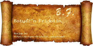 Botyán Fridolin névjegykártya